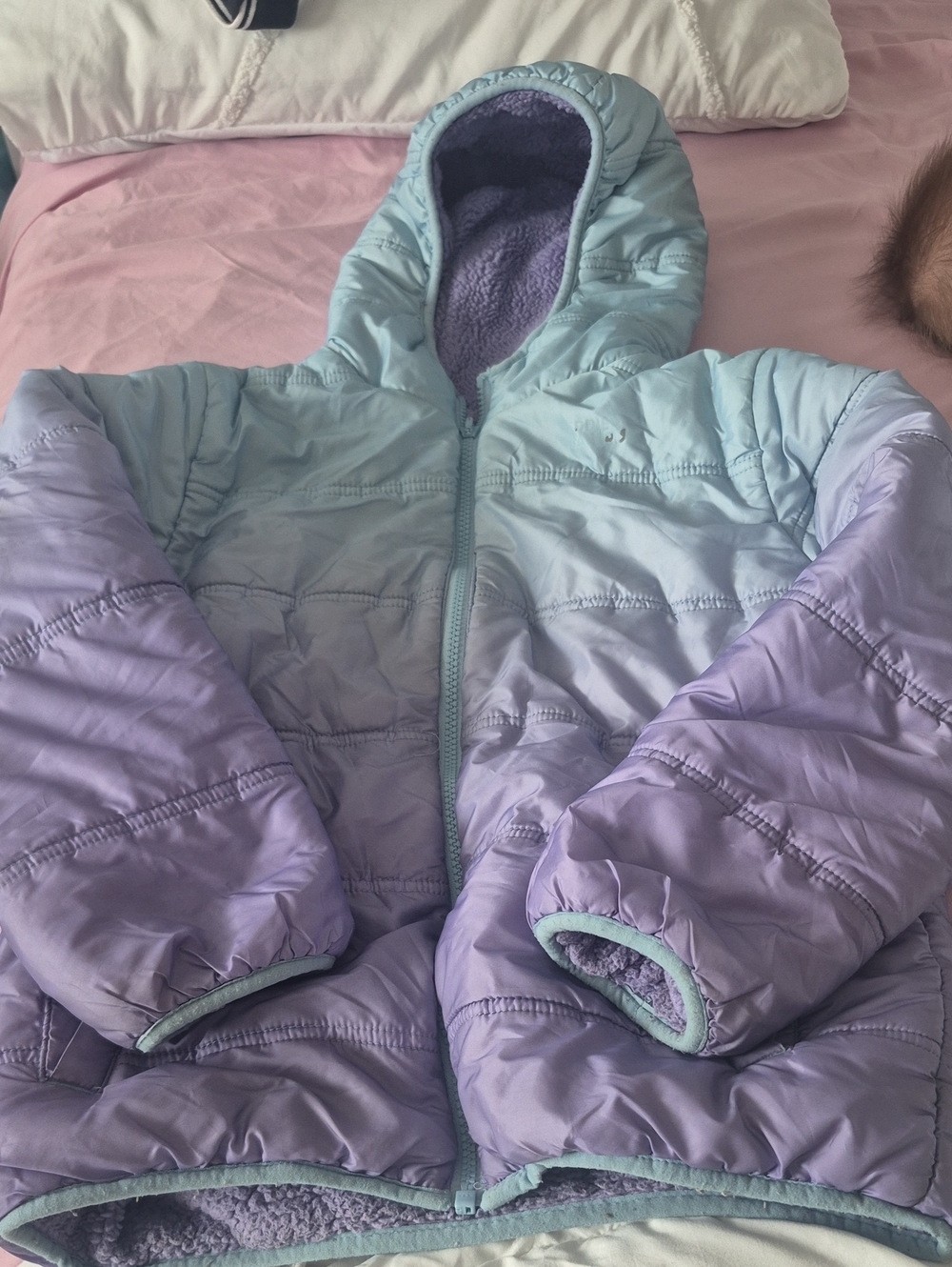 Eddie Bauer Kids Ombre Mint to Lavender Puffer Jacket with Hood